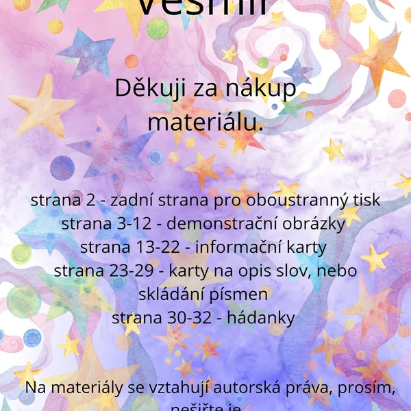 Vesmír - demonstrační obrázky, karty na opis slov, hádanky  1