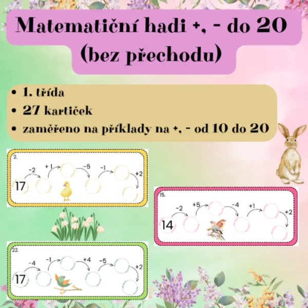 Matematičtí jarní hadi: +,- do 20 (bez přechodu) 1