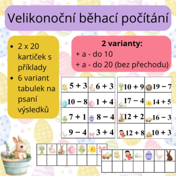 Velikonoční běhací počítání (+ a - do 10, + a - do 20 bez přechodu) 1