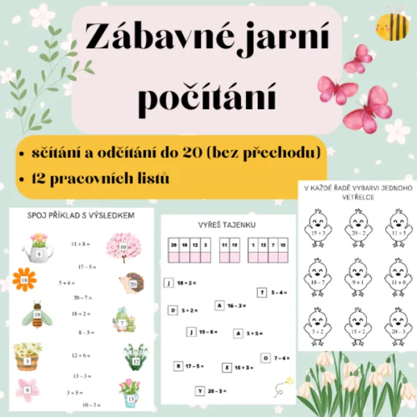 Zábavné jarní počítání: + a - do 20 (bez přechodu) 1