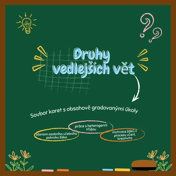 Druhy vedlejších vět - soubor karet s obsahově gradovanými úkoly 1