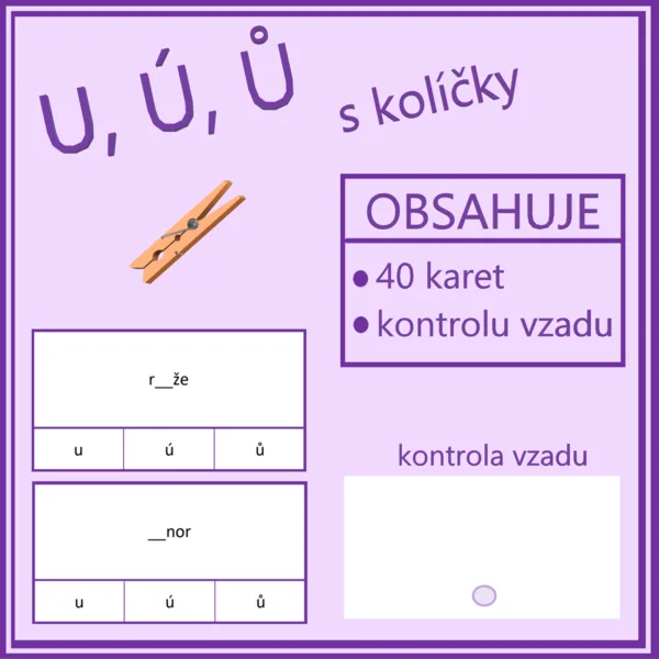 Psaní u, ú, ů s kolíčky 1