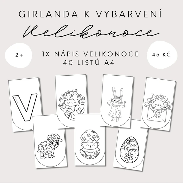Girlanda k vybarvení - Velikonoce 1
