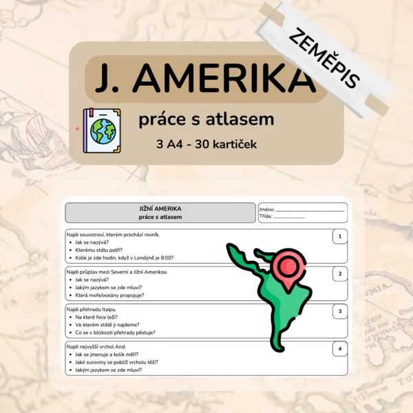 Jižní Amerika - práce s atlasem 1