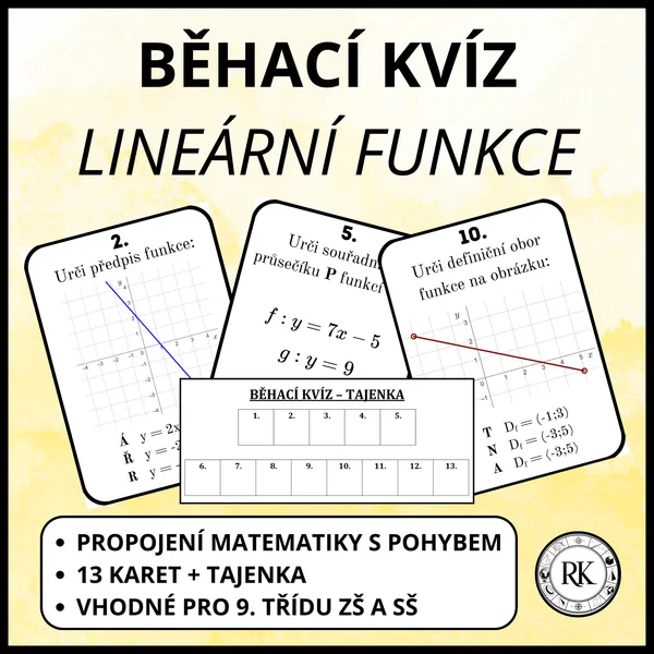 Lineární funkce - Běhací kvíz 1