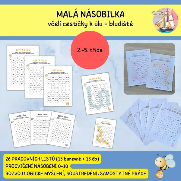 Malá násobilka - bludiště (včelí cestičky k úlu) 1