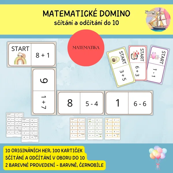 Matematické domino do 10 (10 her) 1