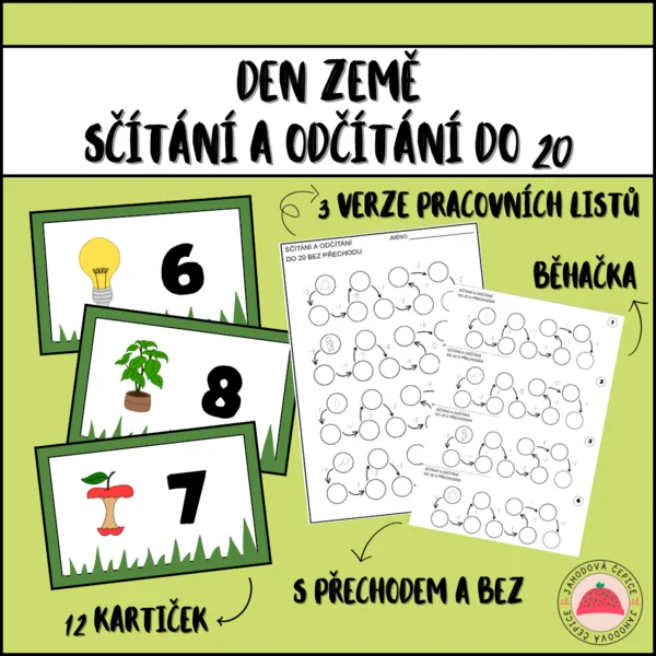 Den Země - sčítání a odčítání do 20 - běhačka 1