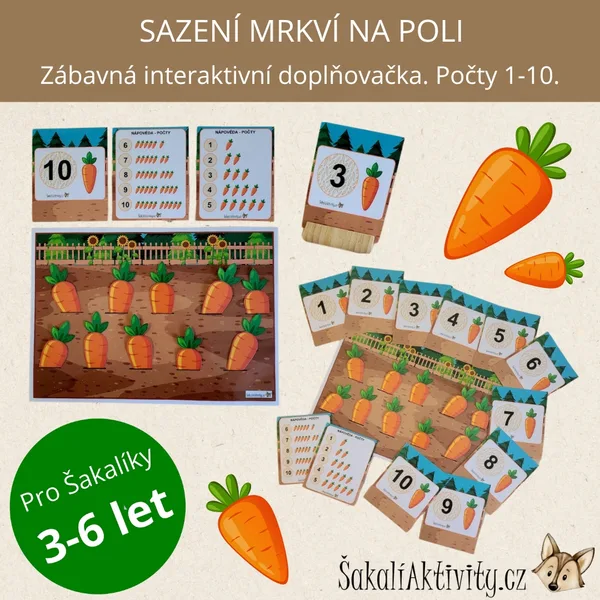  SAZENÍ MRKVÍ NA POLI - přiřazování, počty do 10  1