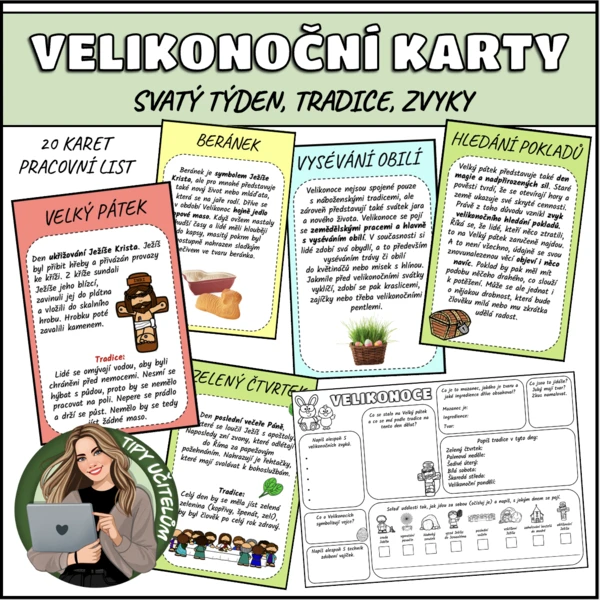Velikonoční karty (Svatý týden, tradice, zvyky, symboly), pracovní list 1
