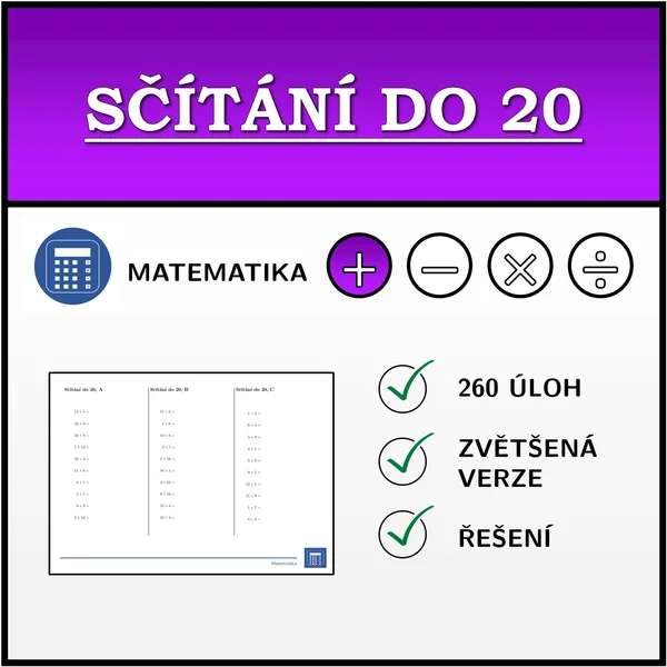 Sčítání do 20 | matematika 1. stupeň | 26 sloupců 1