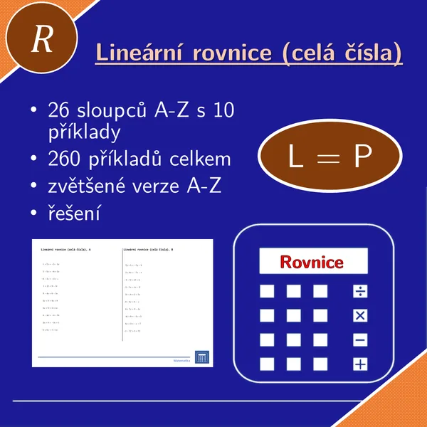 Lineární rovnice (celá čísla) | matematika, algebra | 26 sloupců 1