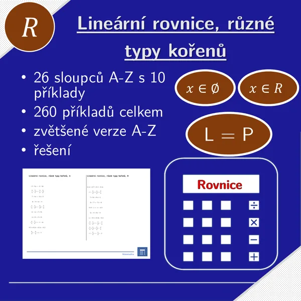 Lineární rovnice, různé typy kořenů | matematika, algebra | 26 sloupců 1