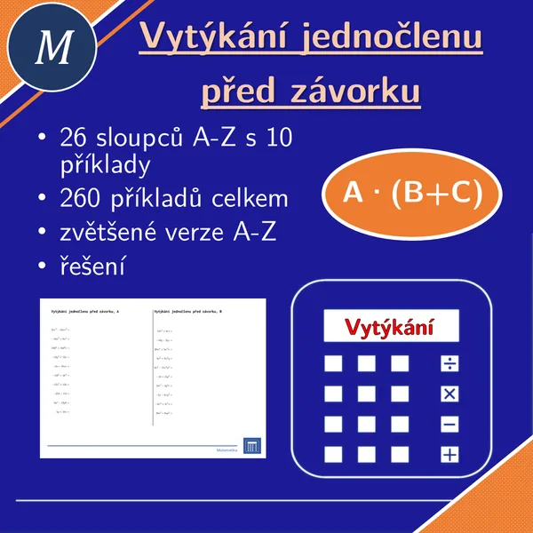 Vytýkaní jednočlenu před závorku | matematika, algebra | 26 sloupců 1