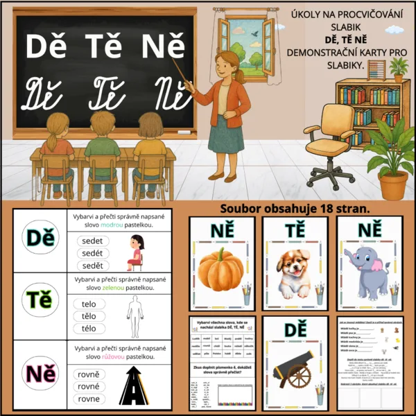 🔠 DĚ – TĚ – NĚ? Už žádný zmatek! Procvičování vhodné pro 1. třídu. 1