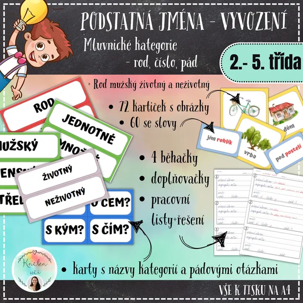 Podstatná jména - vyvození mluvnických kategorií 1