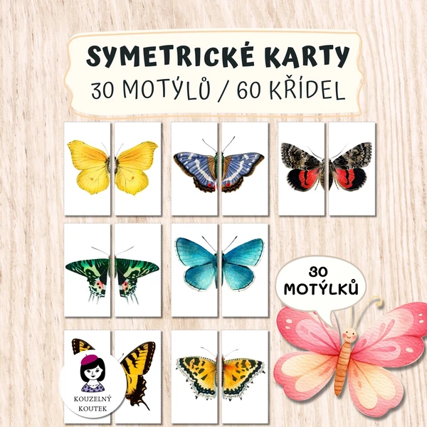 Skládačka s motýly, Puzzle s motýly, symetrické karty 1