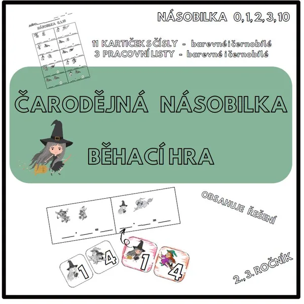 Čarodějná násobilka - běhací diktát  1