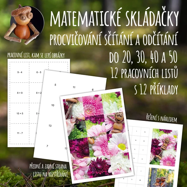 Matematické skládačky - sčítání a odčítání do 20, 30, 40 a 50 1