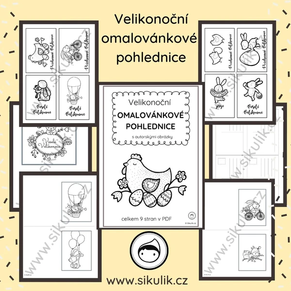 VELIKONOČNÍ omalovánkové pohlednice 1