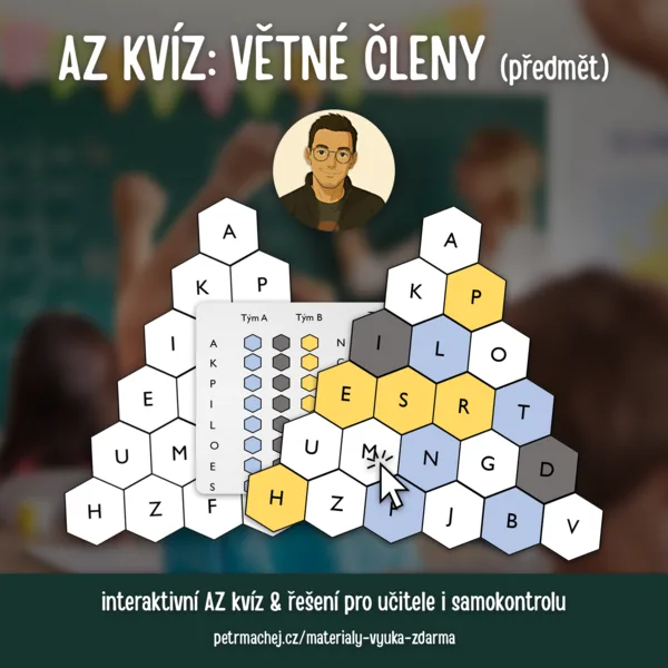 AZ KVÍZ: větné členy - PŘEDMĚT (interaktivní) 1