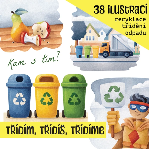 Recyklace a třídění - set ilustrací 1