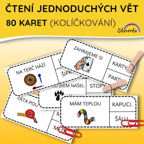 Čtení jednoduchých vět (kolíčkování) 1