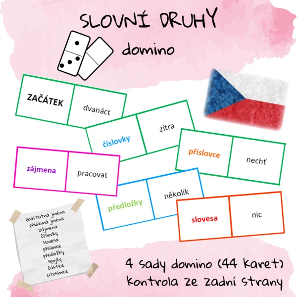 Slovní druhy - domino 1
