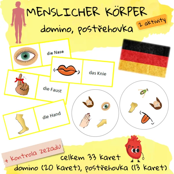 Menschlicher Körper - domino, postřehovka 1