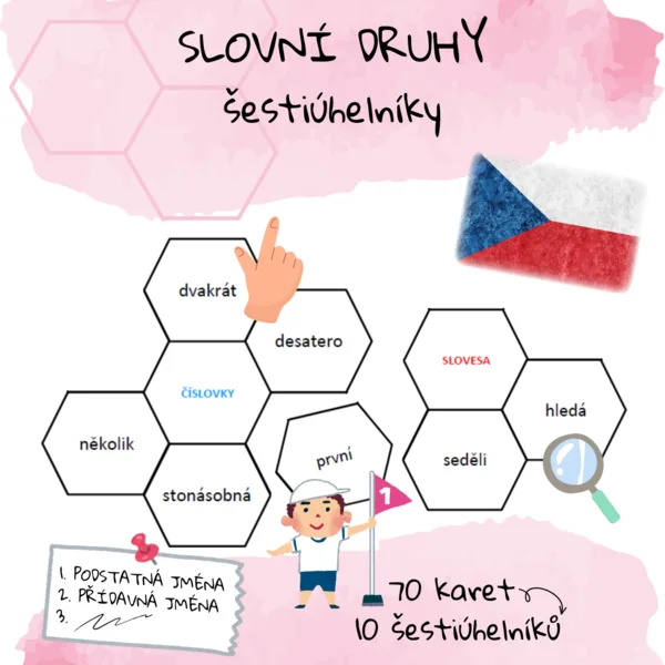 Slovní druhy - šestiúhelníky 1