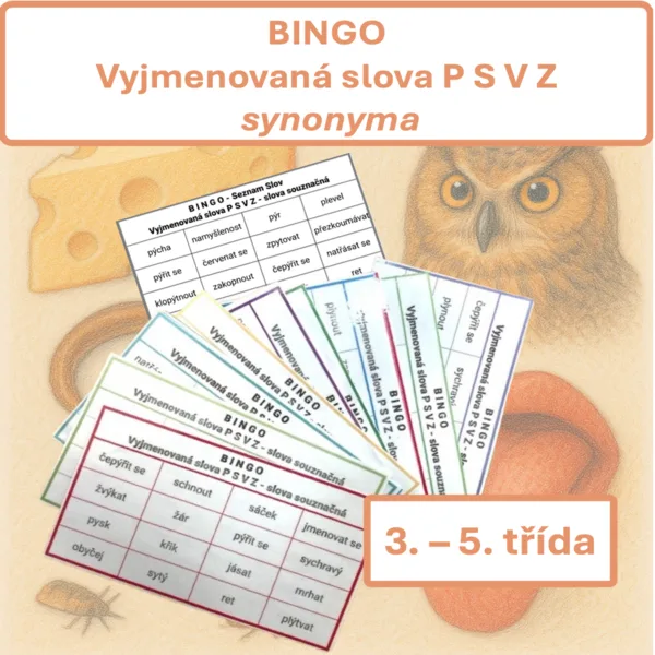 Vyjmenovaná slova P S V Z — synonyma (BINGO) 1