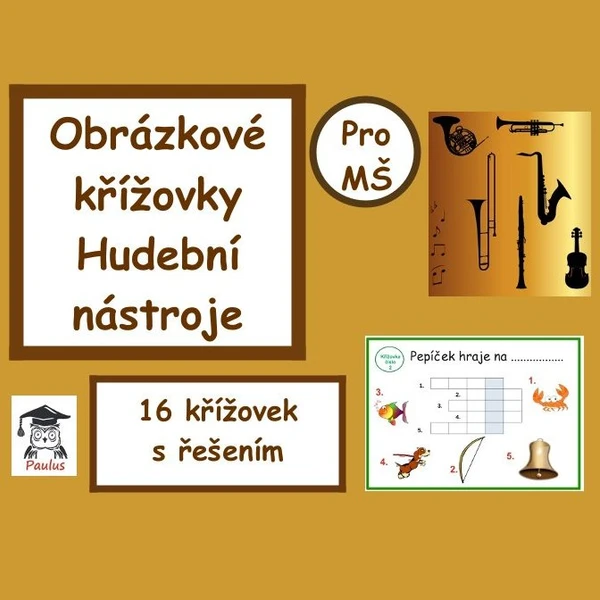 Obrázkové křížovky Hudební nástroje 1