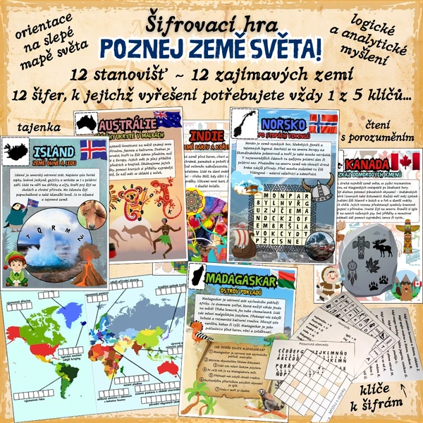 Šifrovací hra POZNEJ ZEMĚ SVĚTA! 1