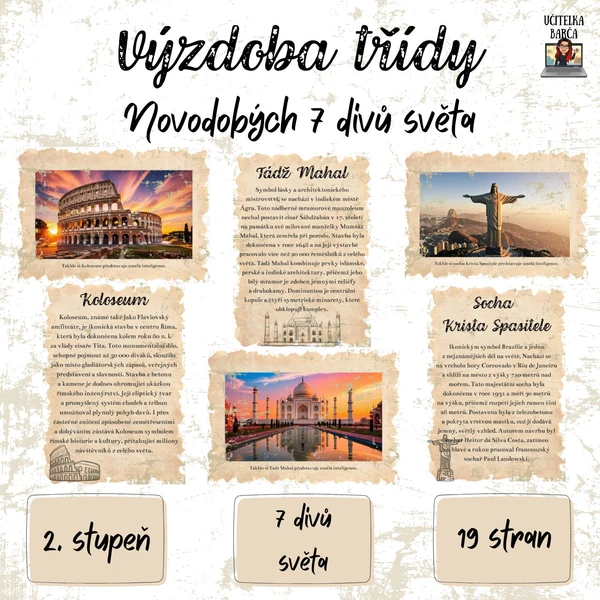 Novodobých 7 divů světa – rozšiřující materiál pro "Výzdoba třídy - cestování" 1