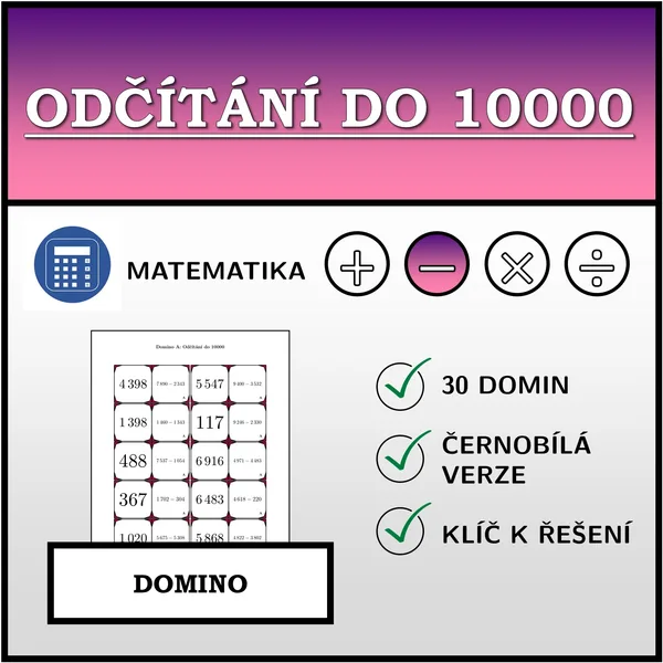 Domino - Odčítání do 10000 | matematika 1