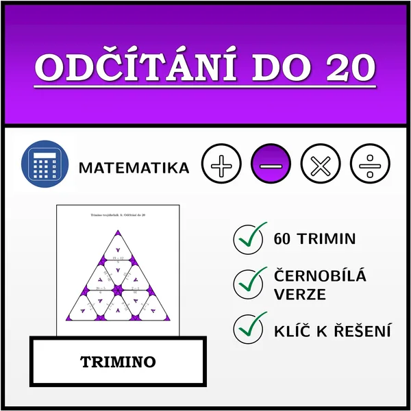 Trimino - Odčítání do 20 | matematika 1
