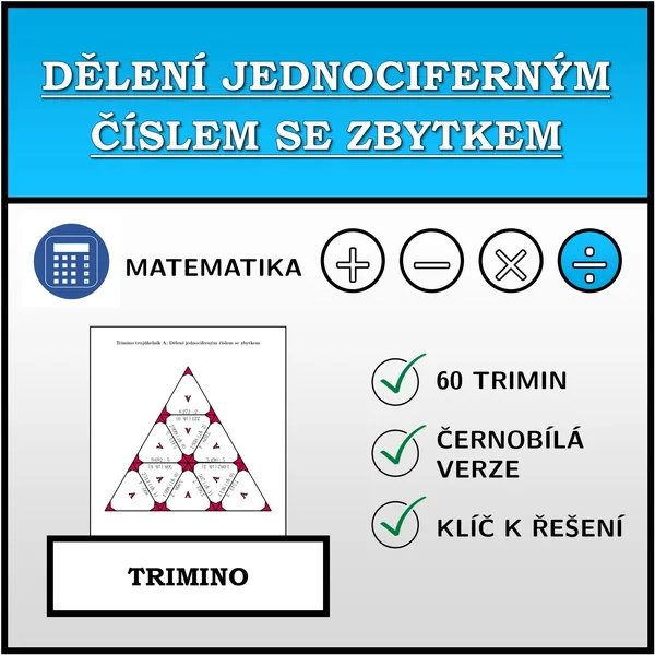 Trimino - Dělení jednociferným číslem se zbytkem | matematika 1
