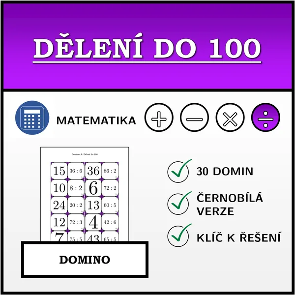 Domino - Dělení do 100 | matematika 1