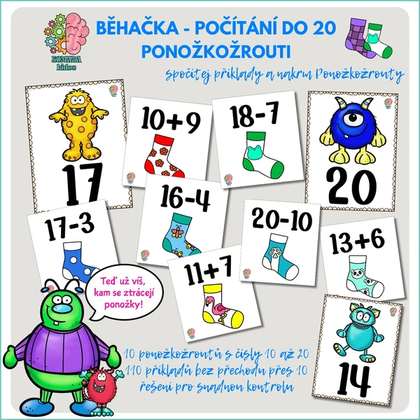 Běhačka Ponožkožrouti - počítání do 20 bez přechodu přes desítku  1