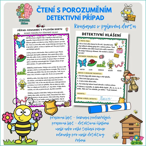 Čtení s porozuměním - detektivní případ: Kousanec v pylovém dortu 1