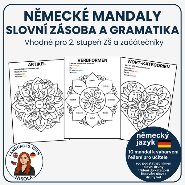 Německý jazyk - Mandaly pro gramatiku a slovní zásobu 1