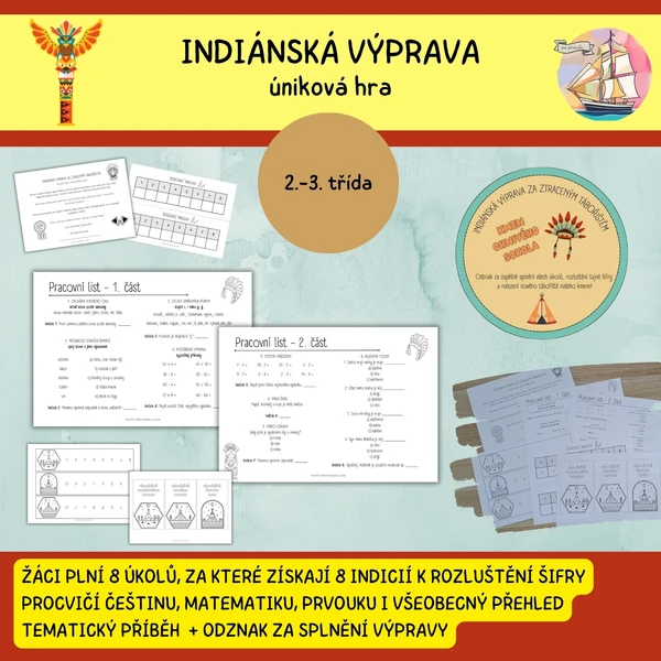 Indiánská výprava za ztraceným tábořištěm - úniková hra pro 2. třídu 1