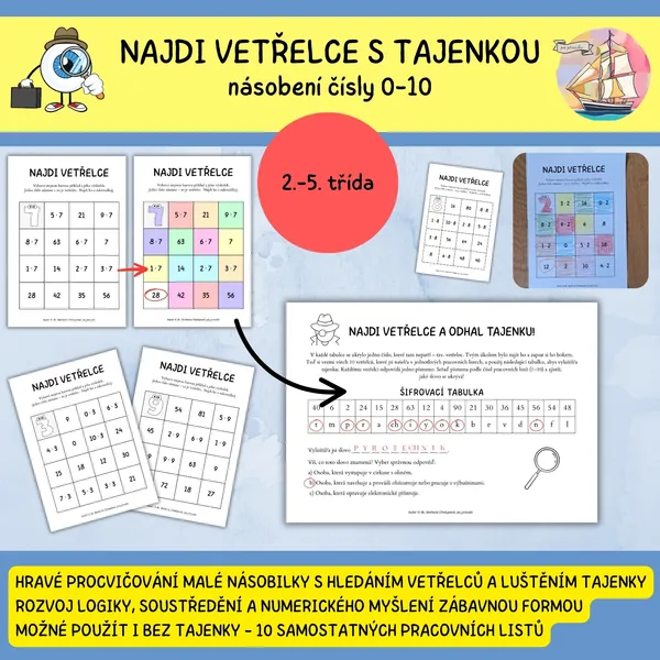 Najdi vetřelce a odhal tajenku I. - malá násobilka 1