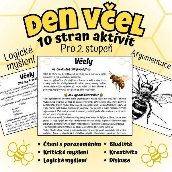 🐝Včely - Čtení s porozuměním, debata a tvoření🍯 1