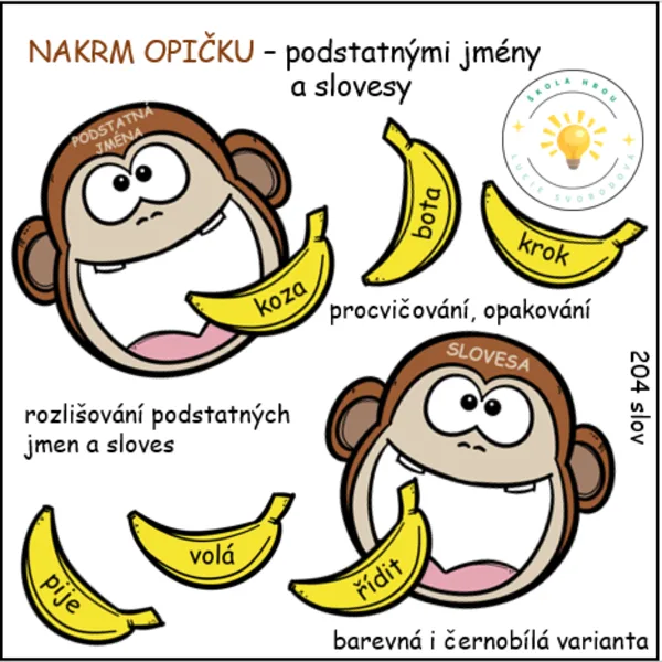NAKRM OPIČKU - podstatnými jmény a slovesy 1