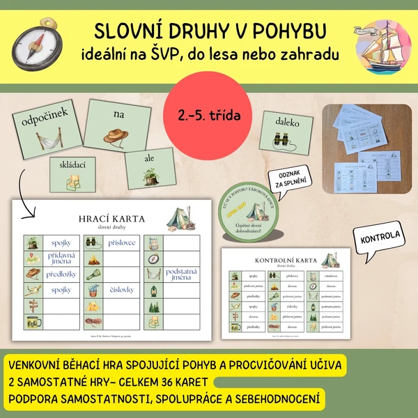 Slovní druhy v pohybu - 2 běhací hry 1