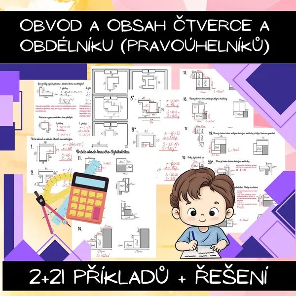 Obvod a obsah čtverce a obdélníku (pravoúhelníků) 1