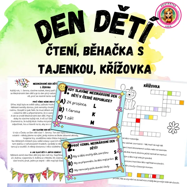 Den dětí - čtení, běhačka s tajenkou, křížovka 1