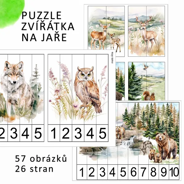 ZVÍŘÁTKA NA JAŘE - počítání a puzzle pro nejmenší 1