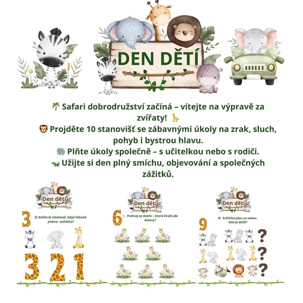 Plotovka Den dětí safari 🦒 🐘 🦁 1